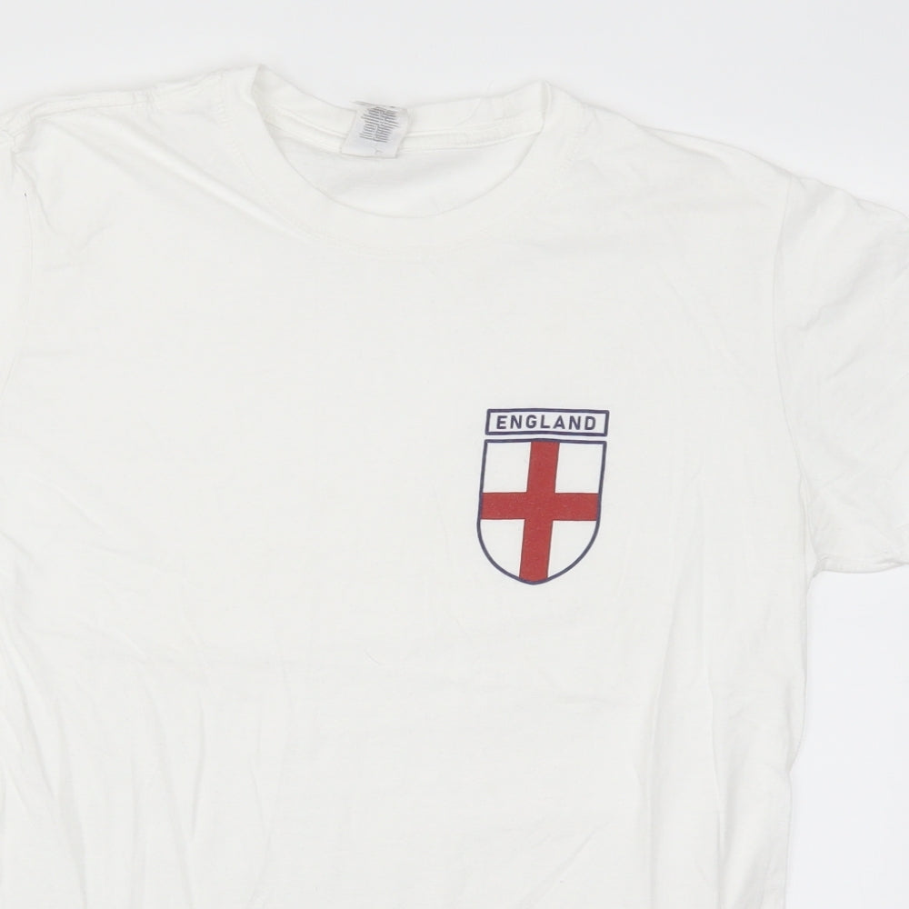 Gildan Mens White    T-Shirt Size M  - England