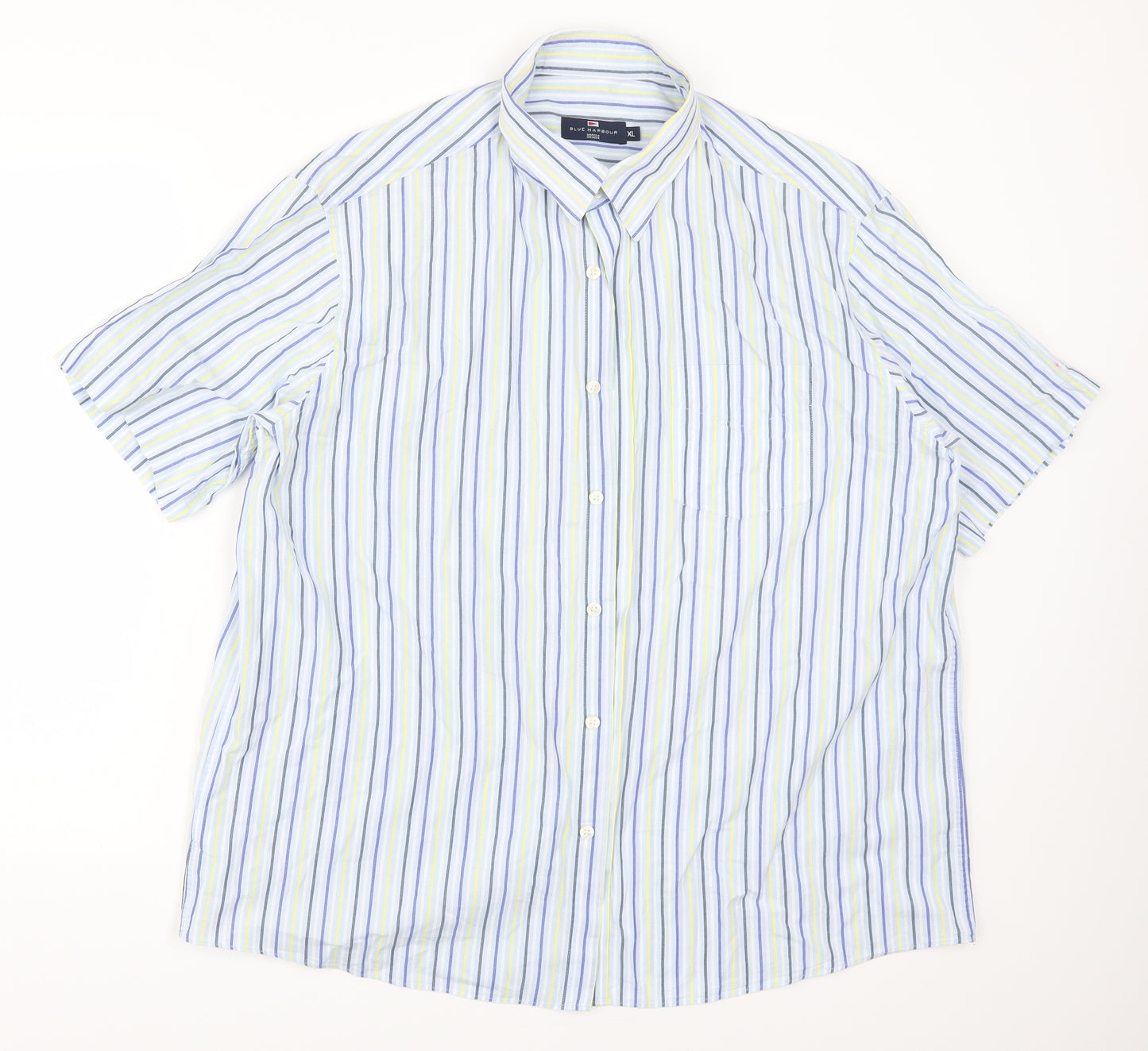 Blue Harbour Mens Blue Striped   Button-Up Size XL