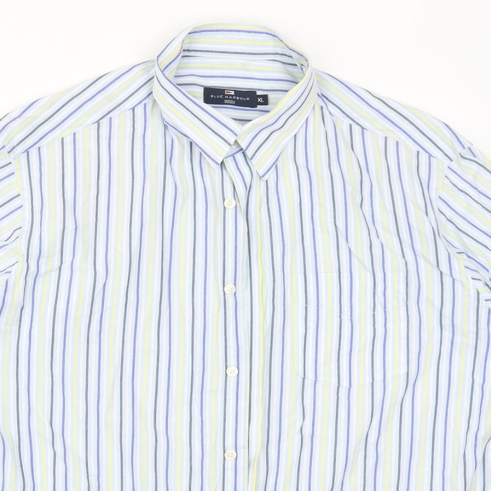 Blue Harbour Mens Blue Striped   Button-Up Size XL