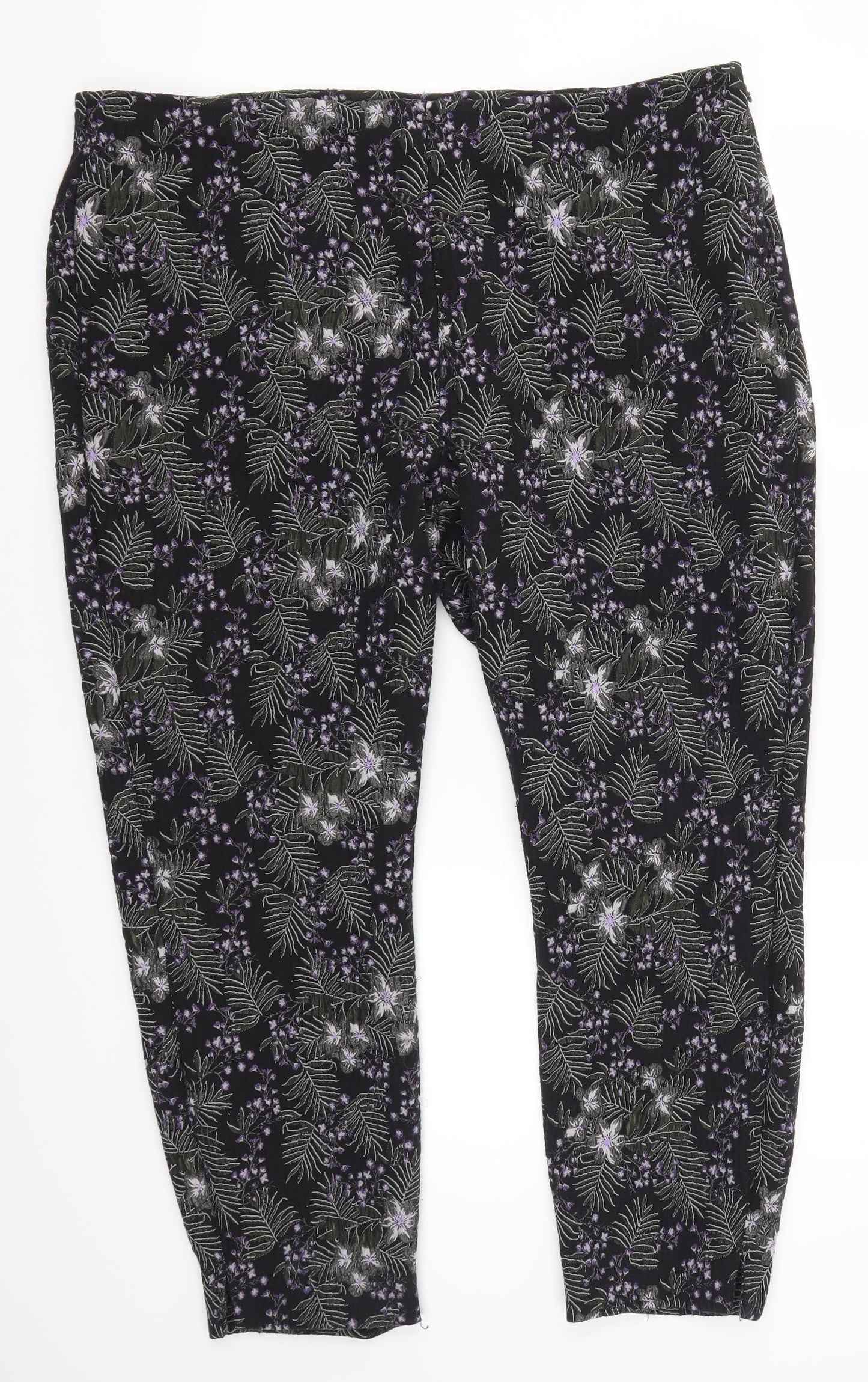 NEXT Womens Purple Floral  Carpenter Trousers Size 18 L26 in
