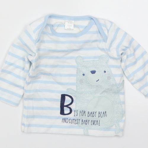 Mini Club Boys Blue Striped  Basic T-Shirt Size 0-3 Months  - B Is For Bear and Baby