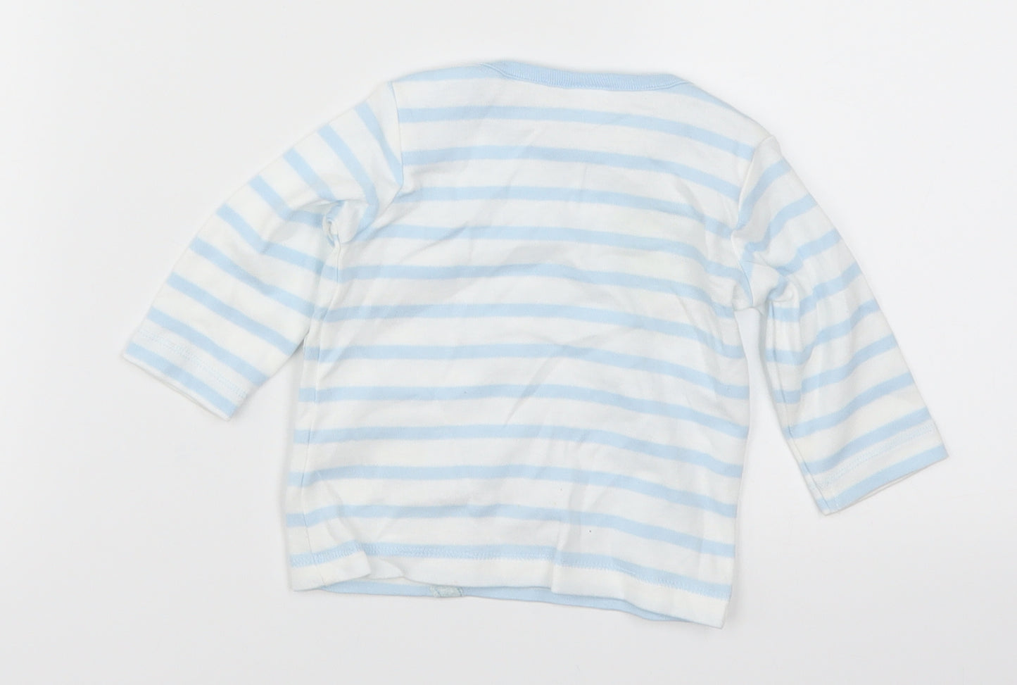 Mini Club Boys Blue Striped  Basic T-Shirt Size 0-3 Months  - B Is For Bear and Baby
