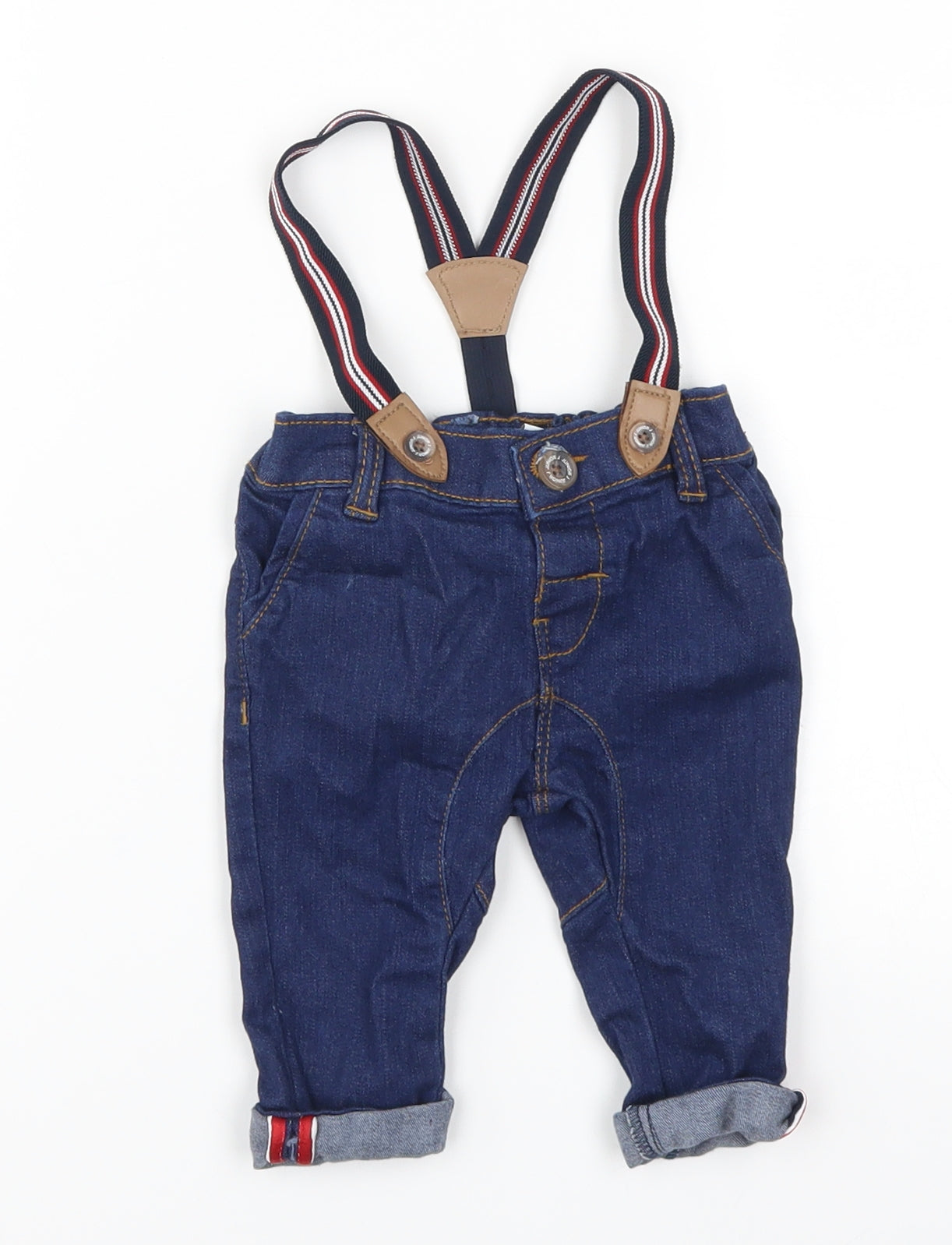 Jasper Conran Boys Blue  Denim Cargo Jeans Size 0-3 Months  - Suspenders