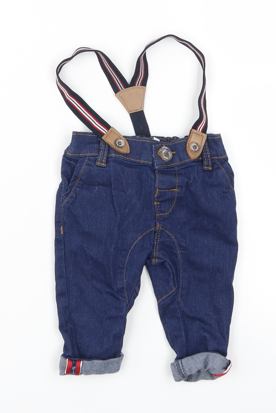 Jasper Conran Boys Blue  Denim Cargo Jeans Size 0-3 Months  - Suspenders