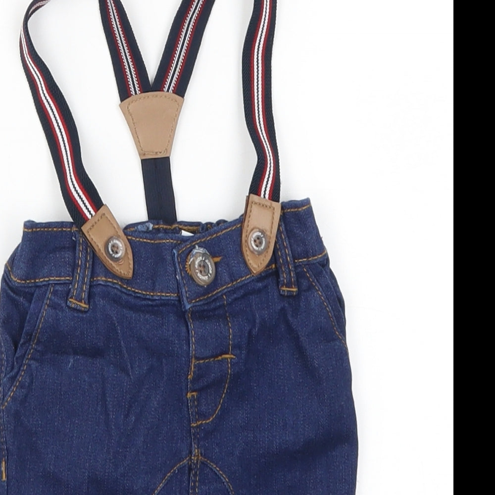 Jasper Conran Boys Blue  Denim Cargo Jeans Size 0-3 Months  - Suspenders