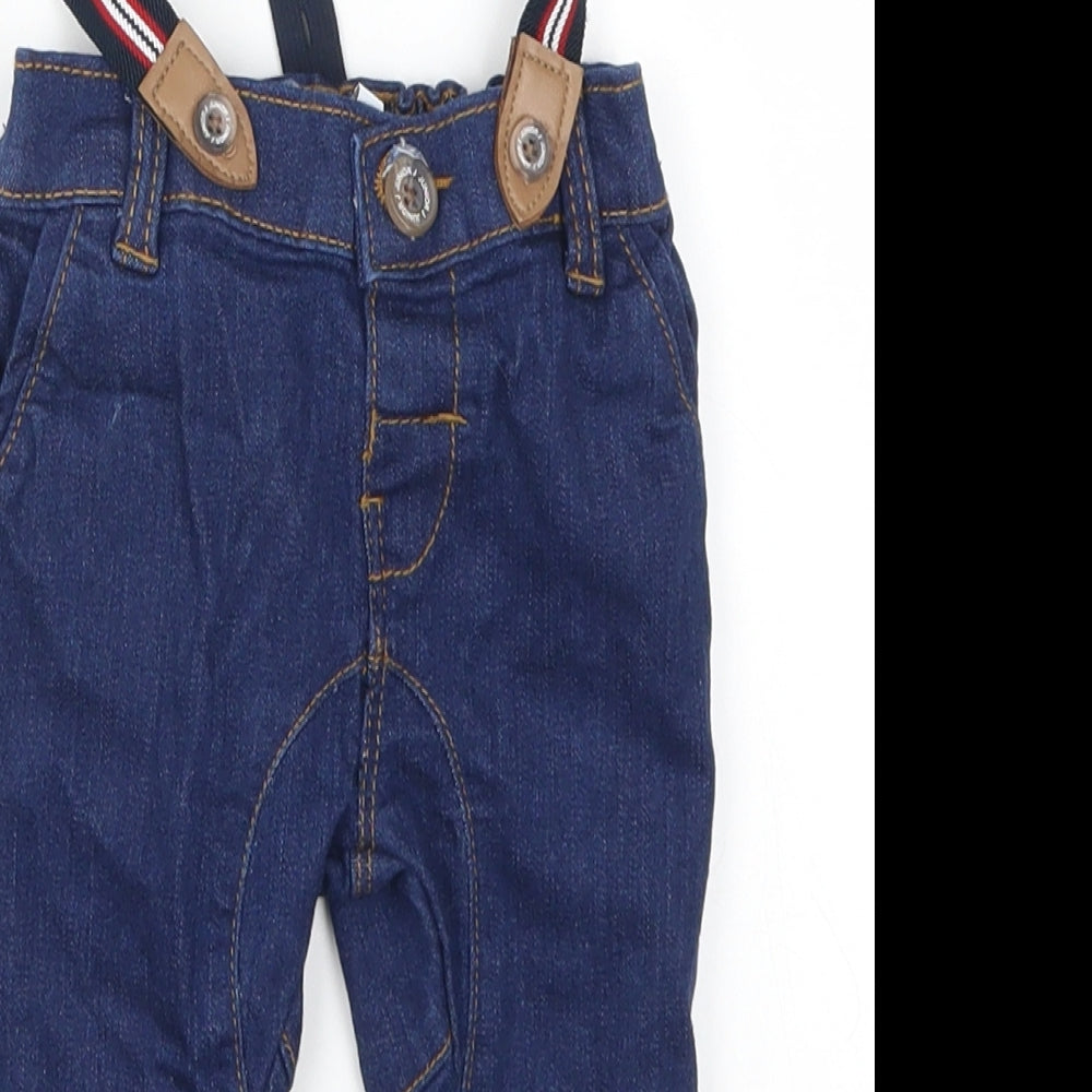 Jasper Conran Boys Blue  Denim Cargo Jeans Size 0-3 Months  - Suspenders