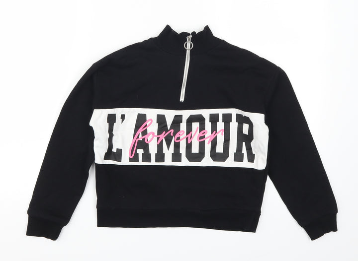 Miss Evie Girls Black   Pullover Sweatshirt Size 9-10 Years  - L'Amour Forever