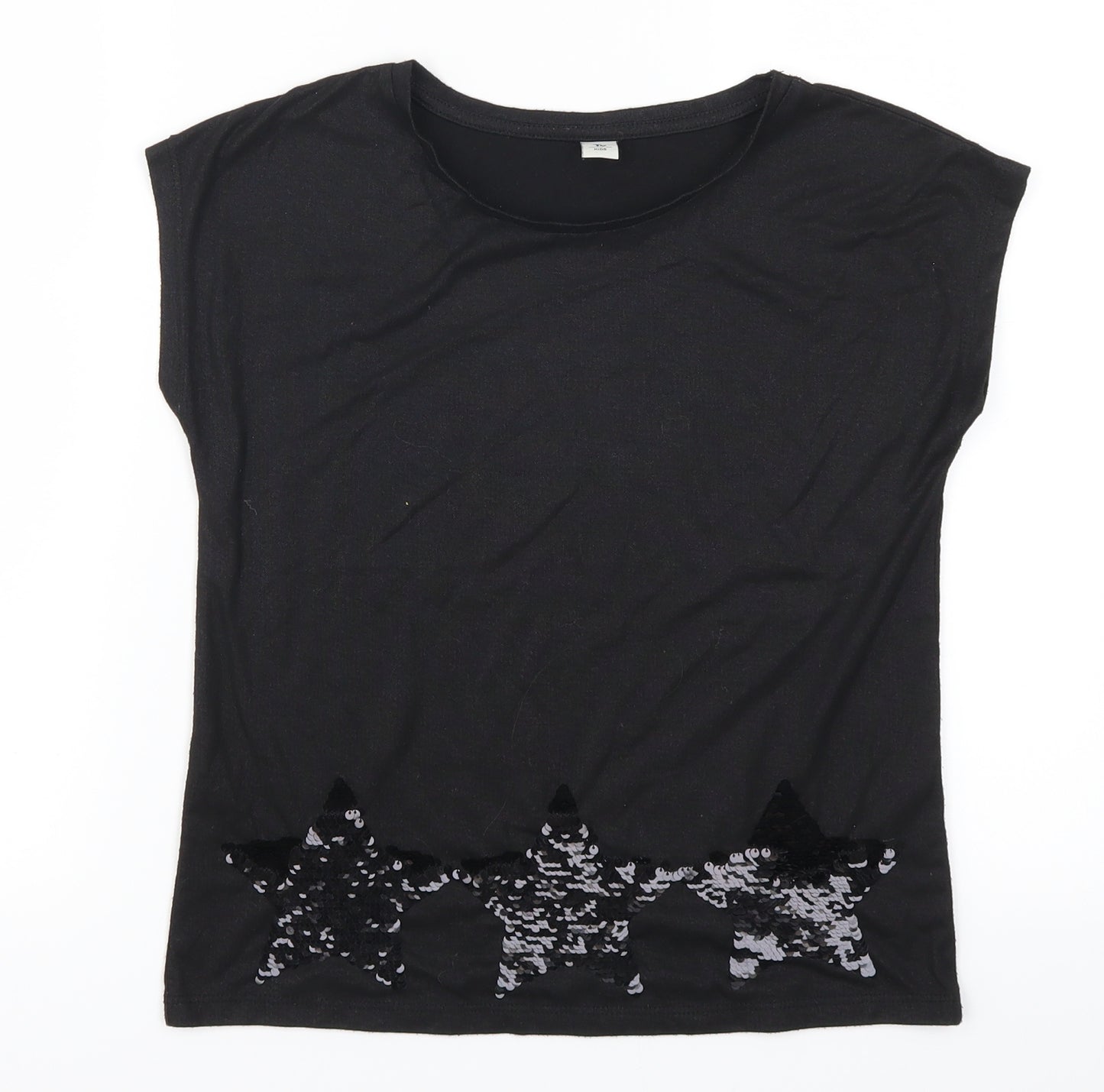 TU Girls Black   Basic T-Shirt Size 10 Years  - Stars