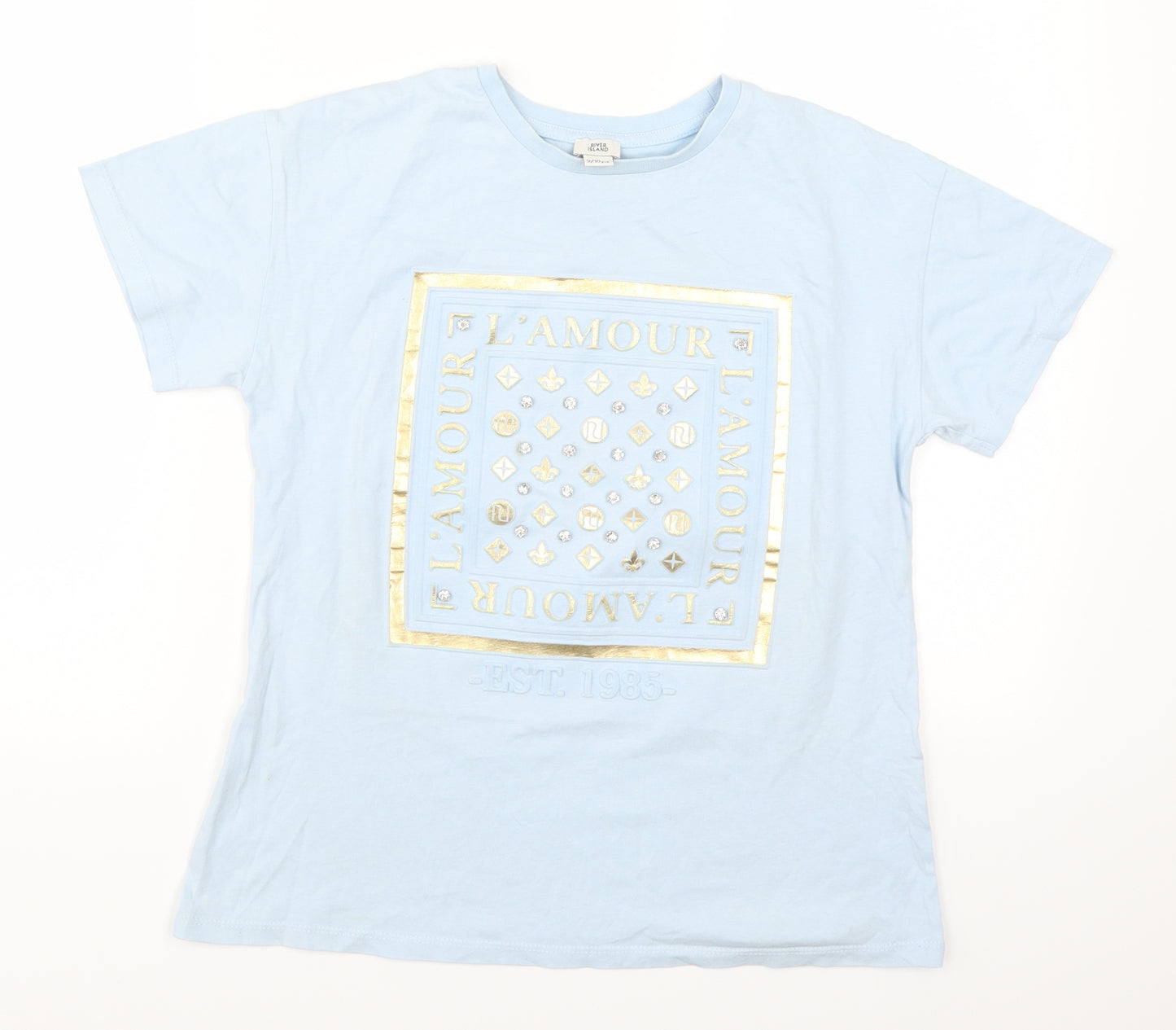 River Island Girls Blue   Basic T-Shirt Size 9-10 Years  - L'amour