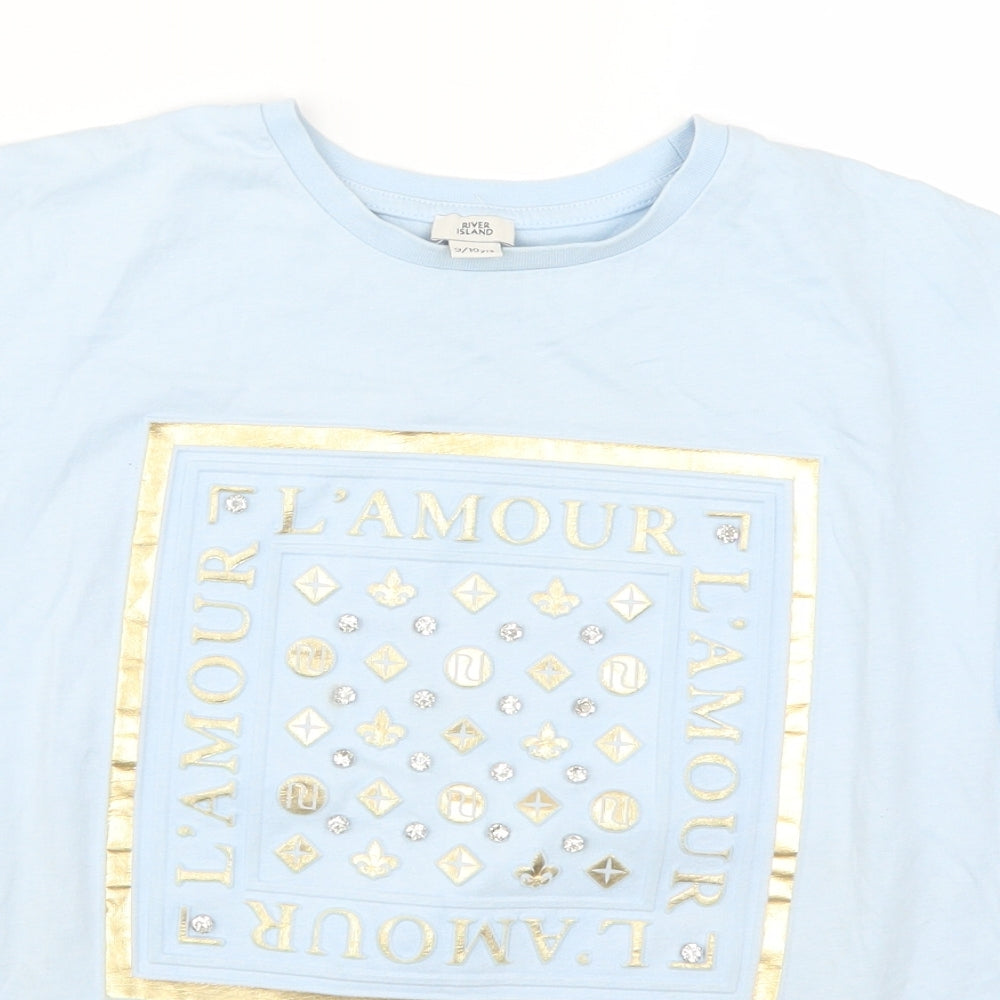River Island Girls Blue   Basic T-Shirt Size 9-10 Years  - L'amour