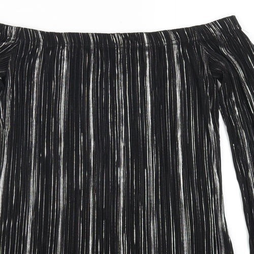 Leisure Womens Silver Striped  Basic T-Shirt Size 8