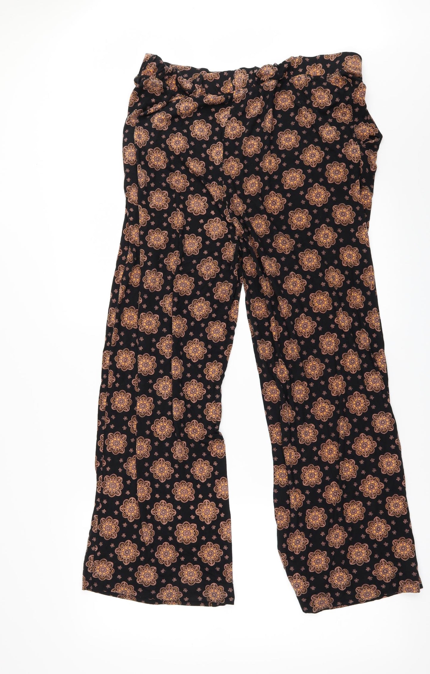 TU Womens Black Geometric  Trousers  Size 16 L29 in