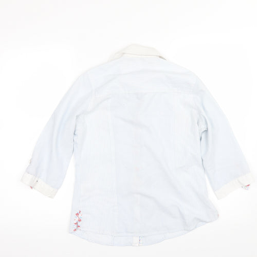 Lee Cooper Womens Blue Striped  Basic Button-Up Size 8