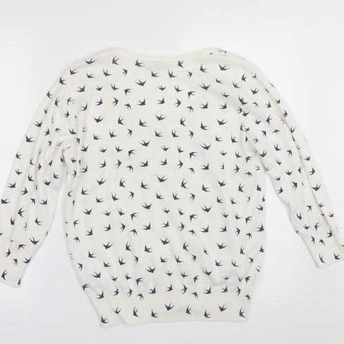 F&F Womens White Geometric  Cardigan Jumper Size 14