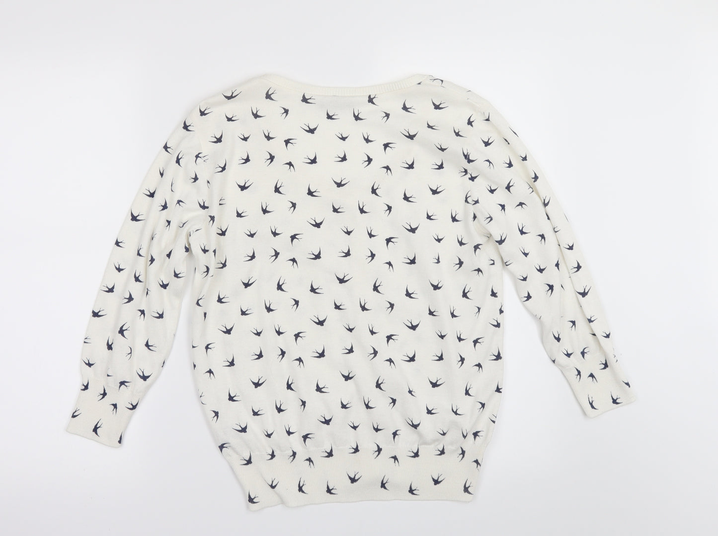 F&F Womens White Geometric  Cardigan Jumper Size 14