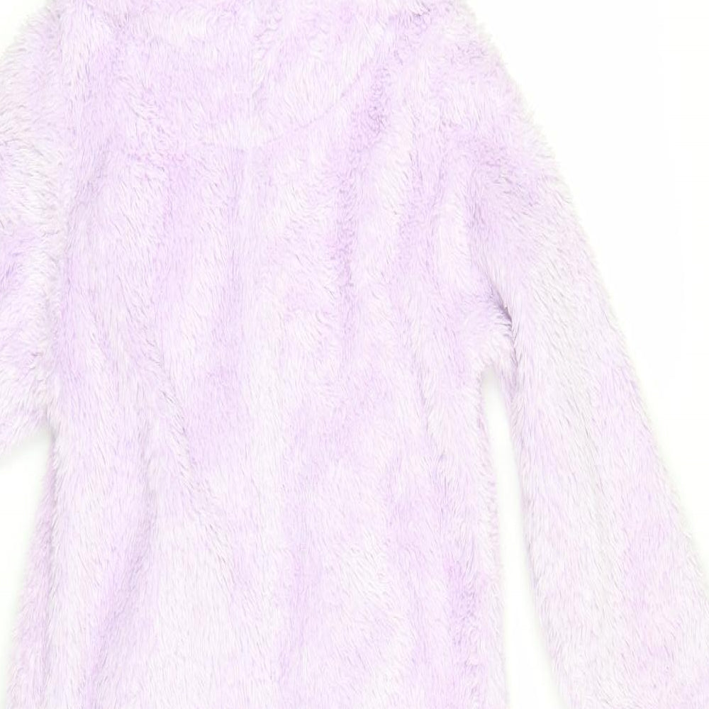 John Lewis Girls Purple Solid Fleece Top One Piece Size 8 Years  - UNICORN