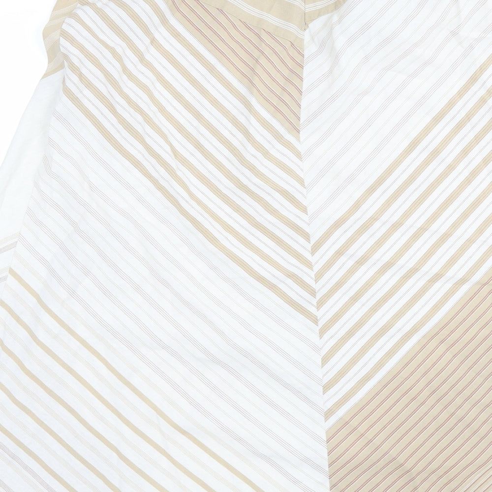 Per Una Womens Beige Striped  A-Line Skirt Size 14  - SHAPED HEM