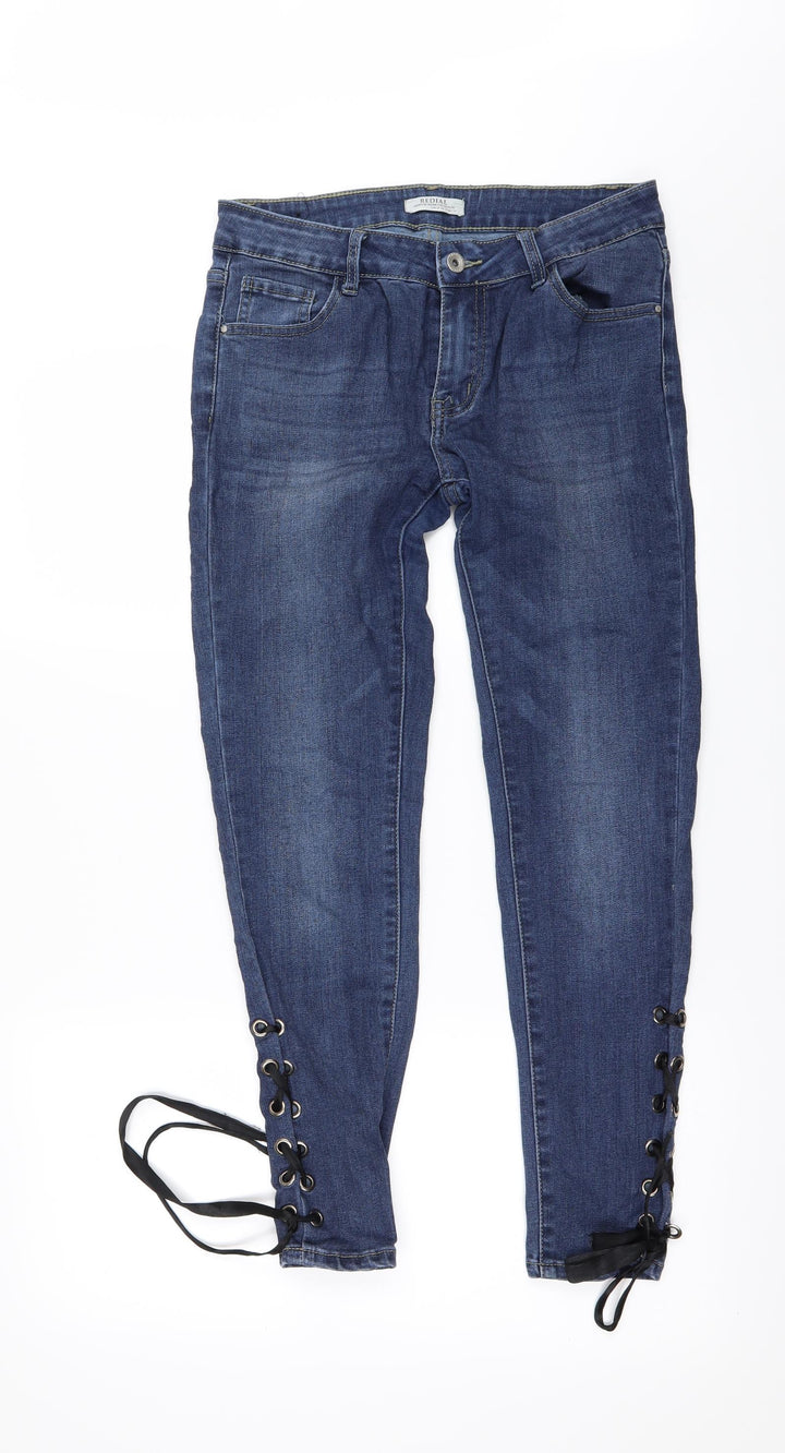 REDAIL Womens Blue Denim Skinny Jeans Size 10 L28 in - Ankle Slits