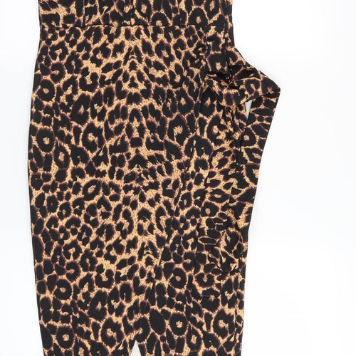 PRETTYLITTLETHING Womens Brown Animal Print  Maxi  Size 4  - STRAPLESS