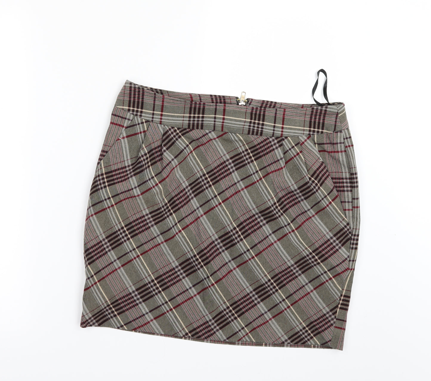 NEXT Womens Beige Check  Mini Skirt Size 10