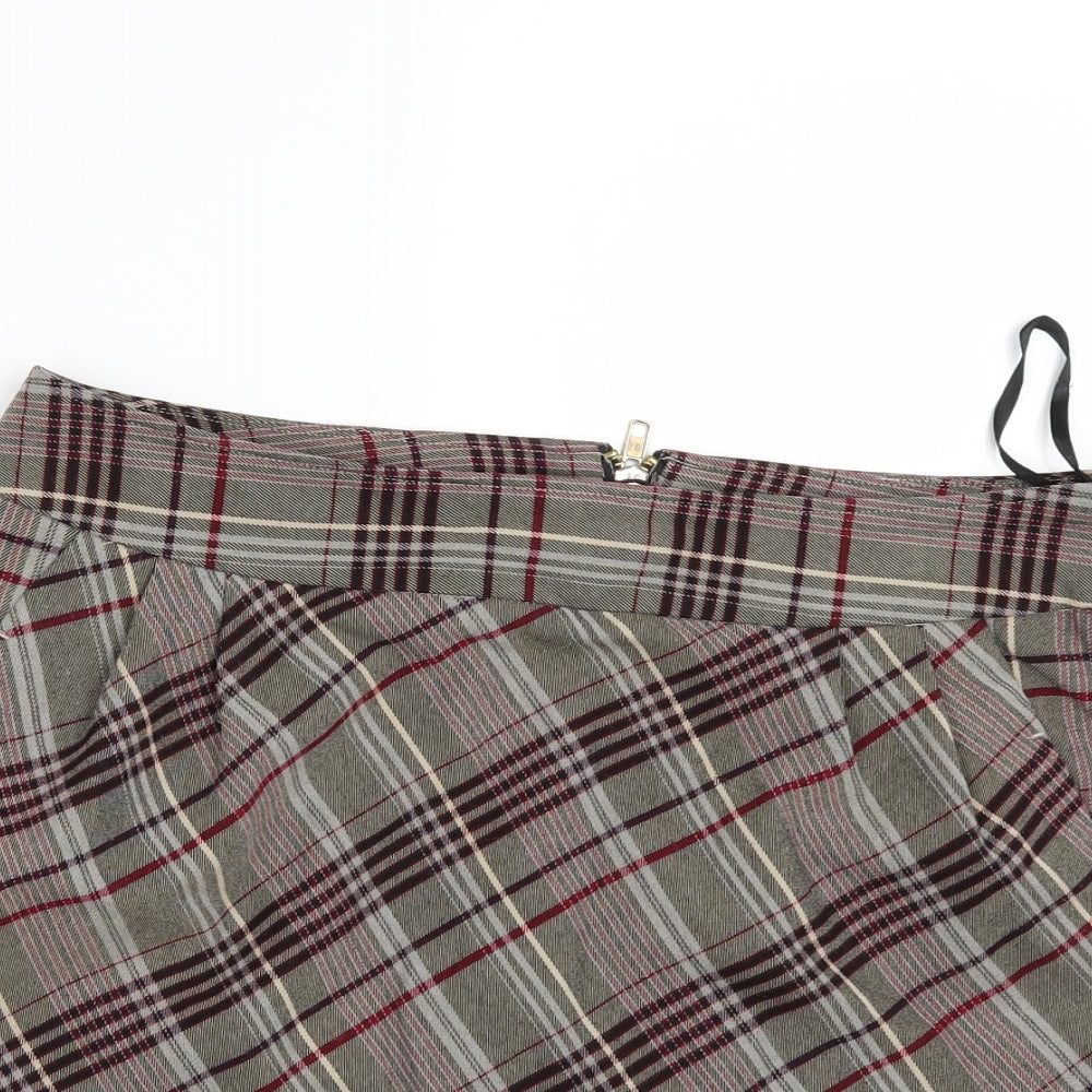 NEXT Womens Beige Check  Mini Skirt Size 10