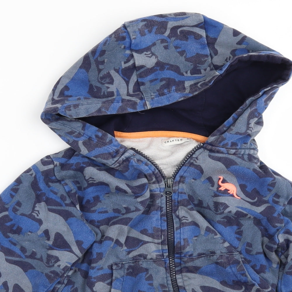 Crafted Boys Black Geometric  Full Zip Hoodie Size 6-7 Years  - dinasours