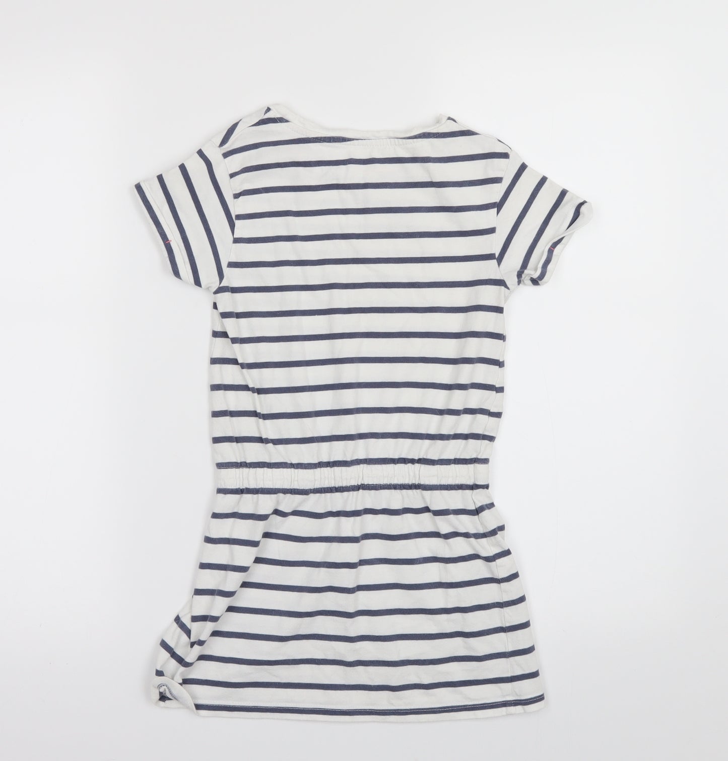 Vertbaudet Girls White Striped  T-Shirt Dress  Size 5 Years