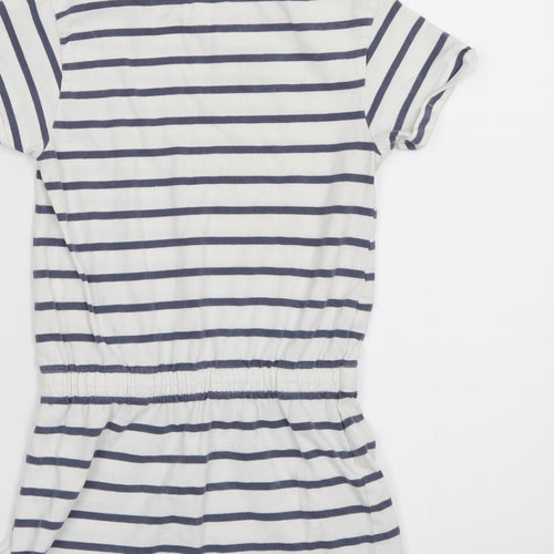 Vertbaudet Girls White Striped  T-Shirt Dress  Size 5 Years