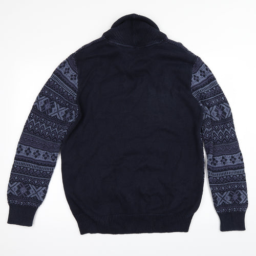 Matalan Mens Blue Geometric  Pullover Jumper Size L