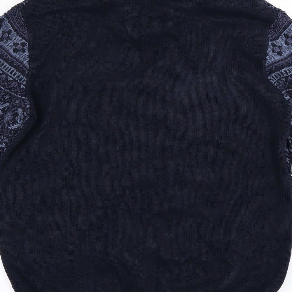 Matalan Mens Blue Geometric  Pullover Jumper Size L