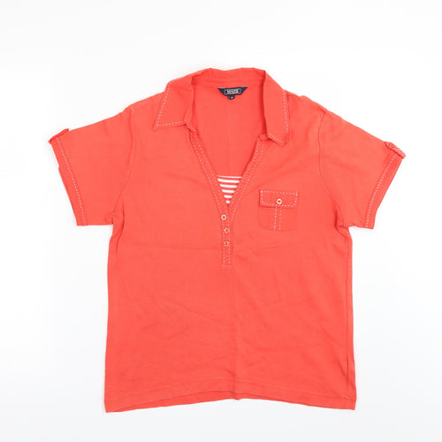 Maine New England Womens Orange   Basic T-Shirt Size 14