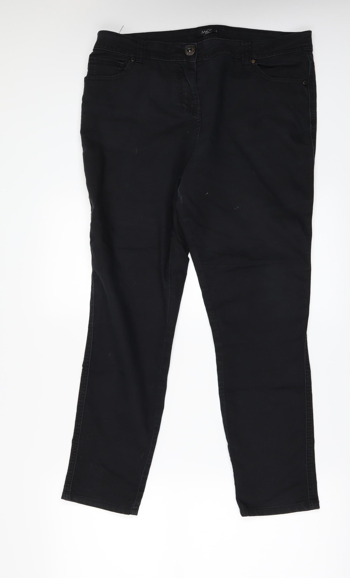 M&Co Womens Black  Denim Straight Jeans Size 16 L28 in
