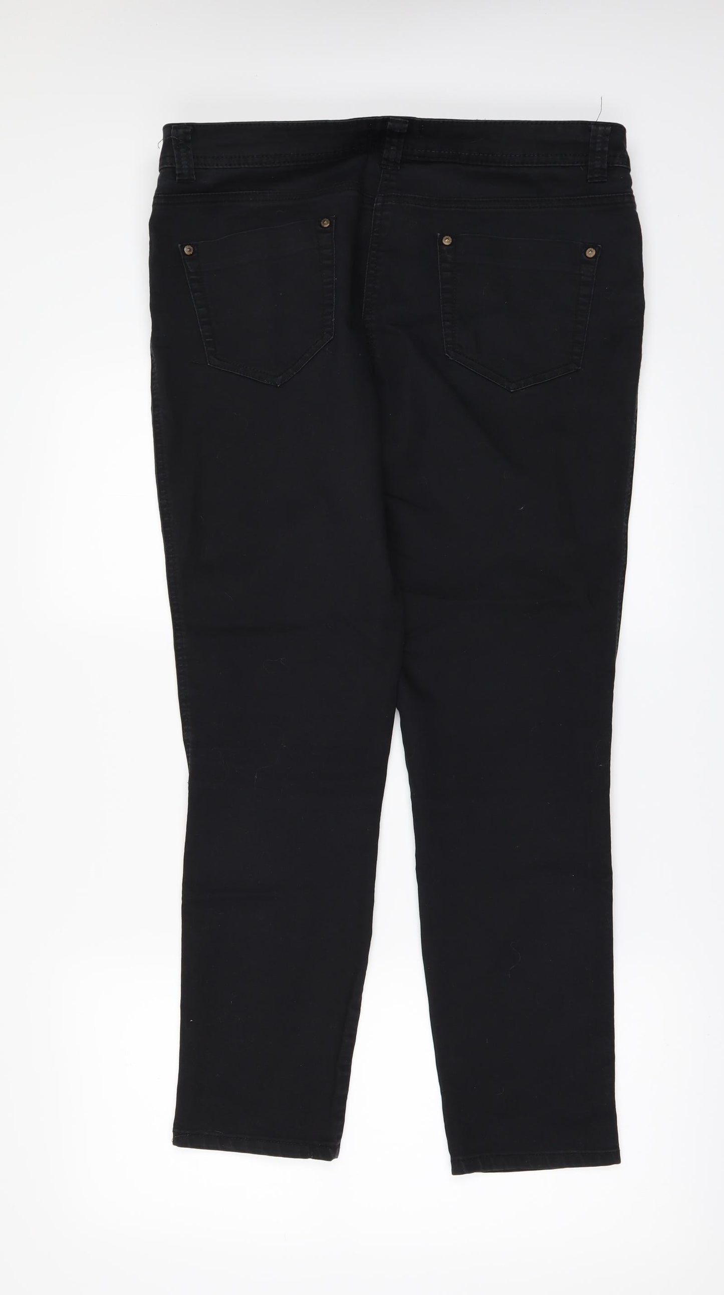 M&Co Womens Black  Denim Straight Jeans Size 16 L28 in