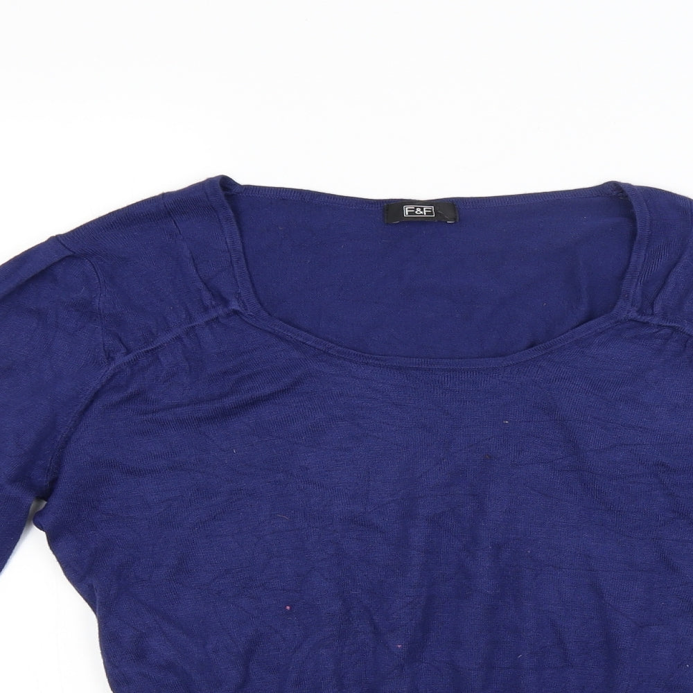 F&F Womens Blue  Knit Pullover Jumper Size 14
