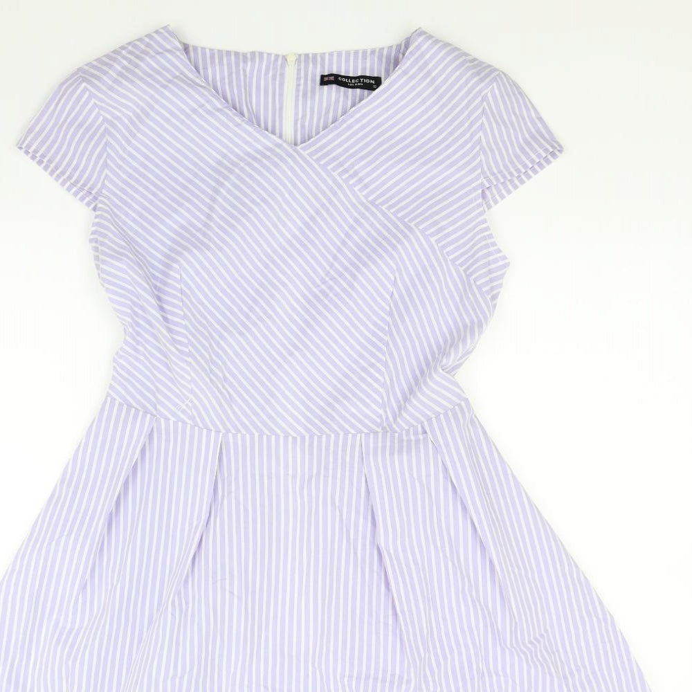 Collection Womens Purple Striped  Fit & Flare  Size 10