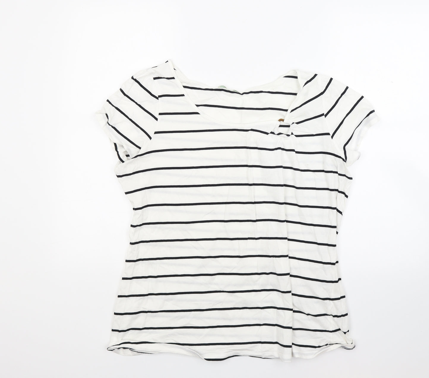 Marks and Spencer Womens White Striped Jersey Basic T-Shirt Size 20