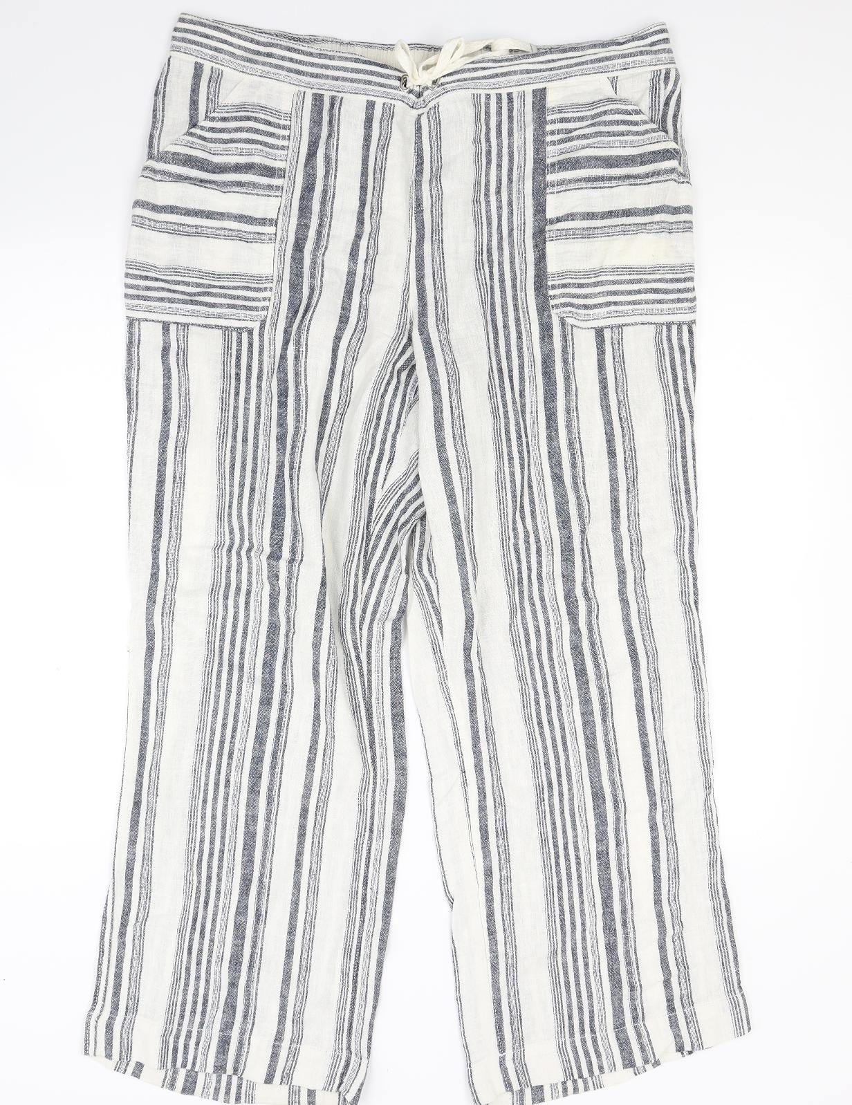 George Womens White Striped  Jogger Trousers Size 18 L29 in