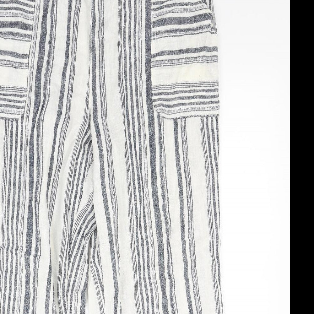 George Womens White Striped  Jogger Trousers Size 18 L29 in