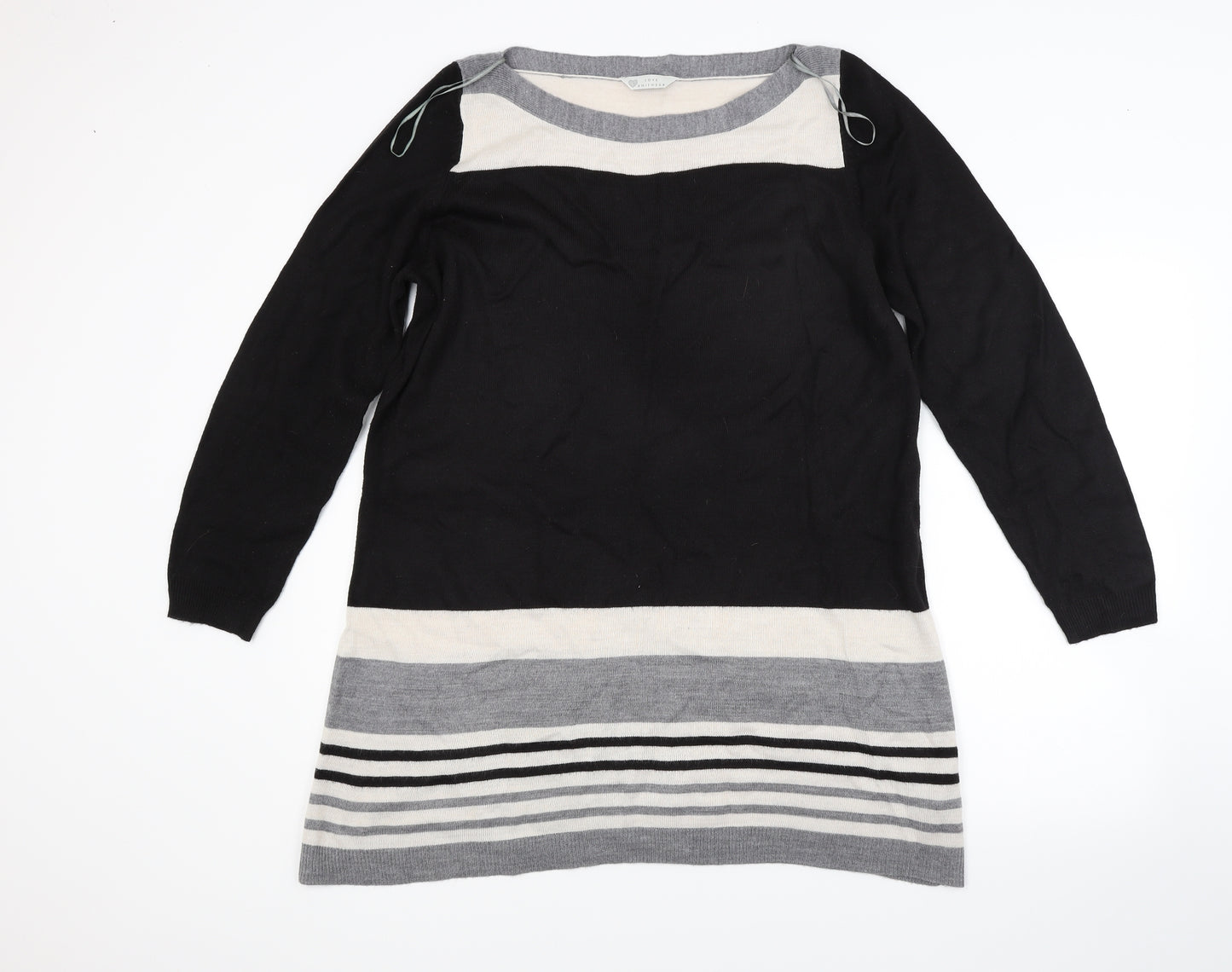 BHS Womens Black Striped Knit Jumper Dress  Size 18