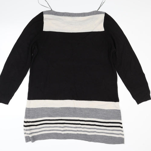 BHS Womens Black Striped Knit Jumper Dress  Size 18