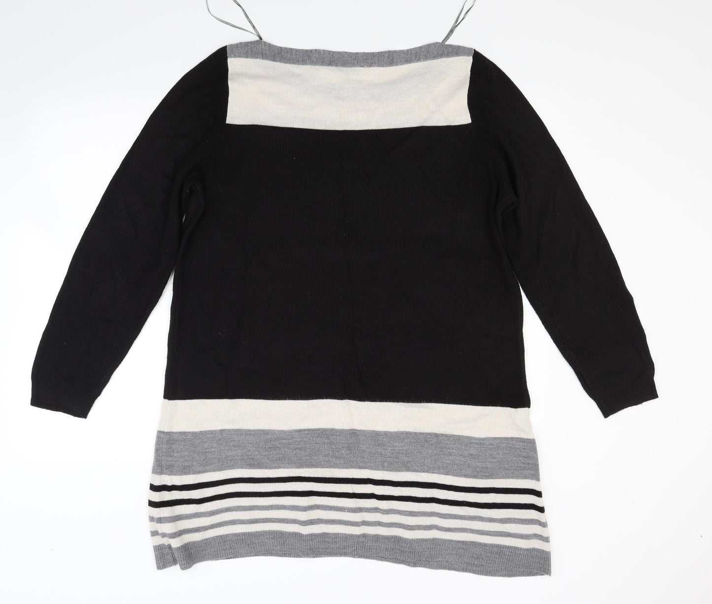 BHS Womens Black Striped Knit Jumper Dress  Size 18