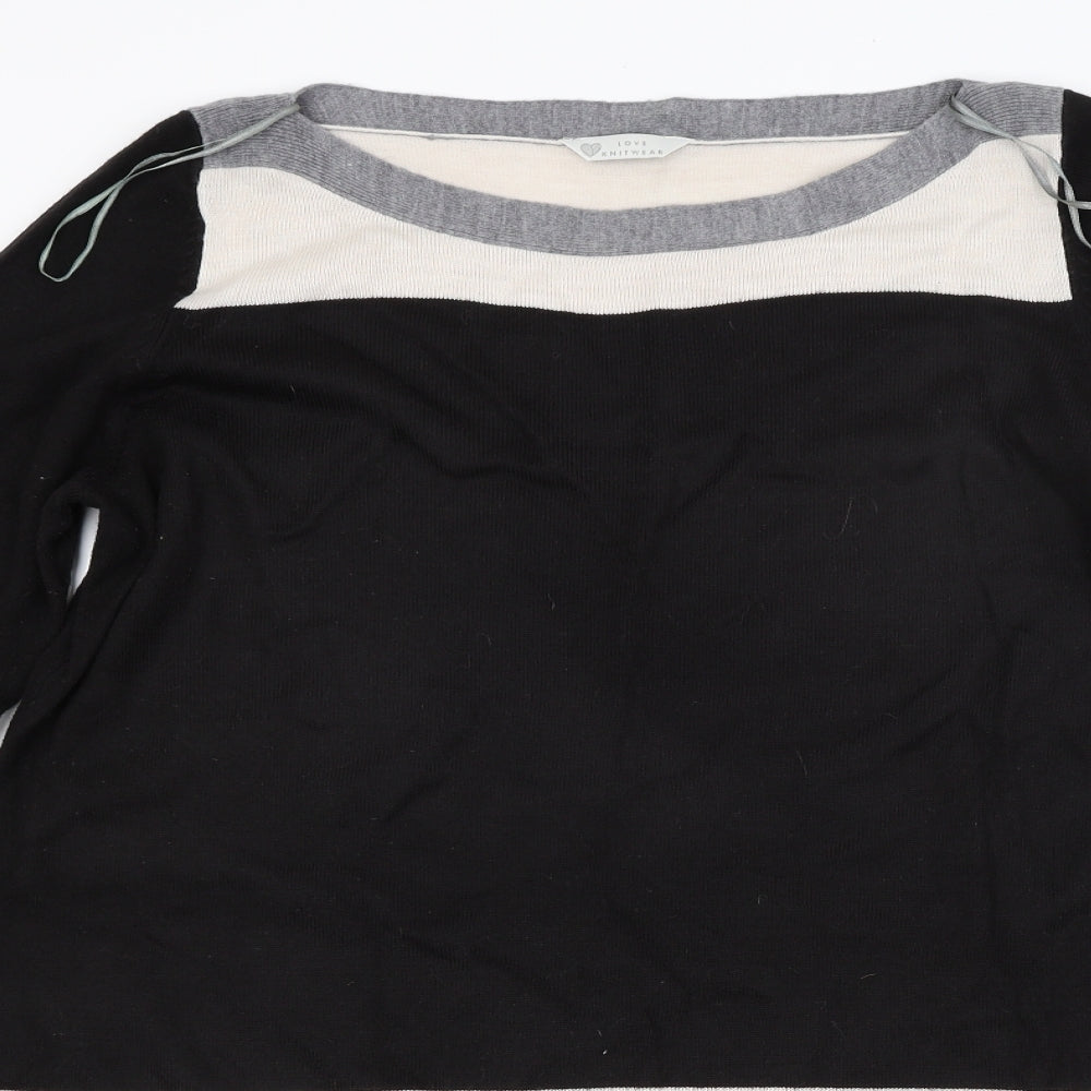 BHS Womens Black Striped Knit Jumper Dress  Size 18
