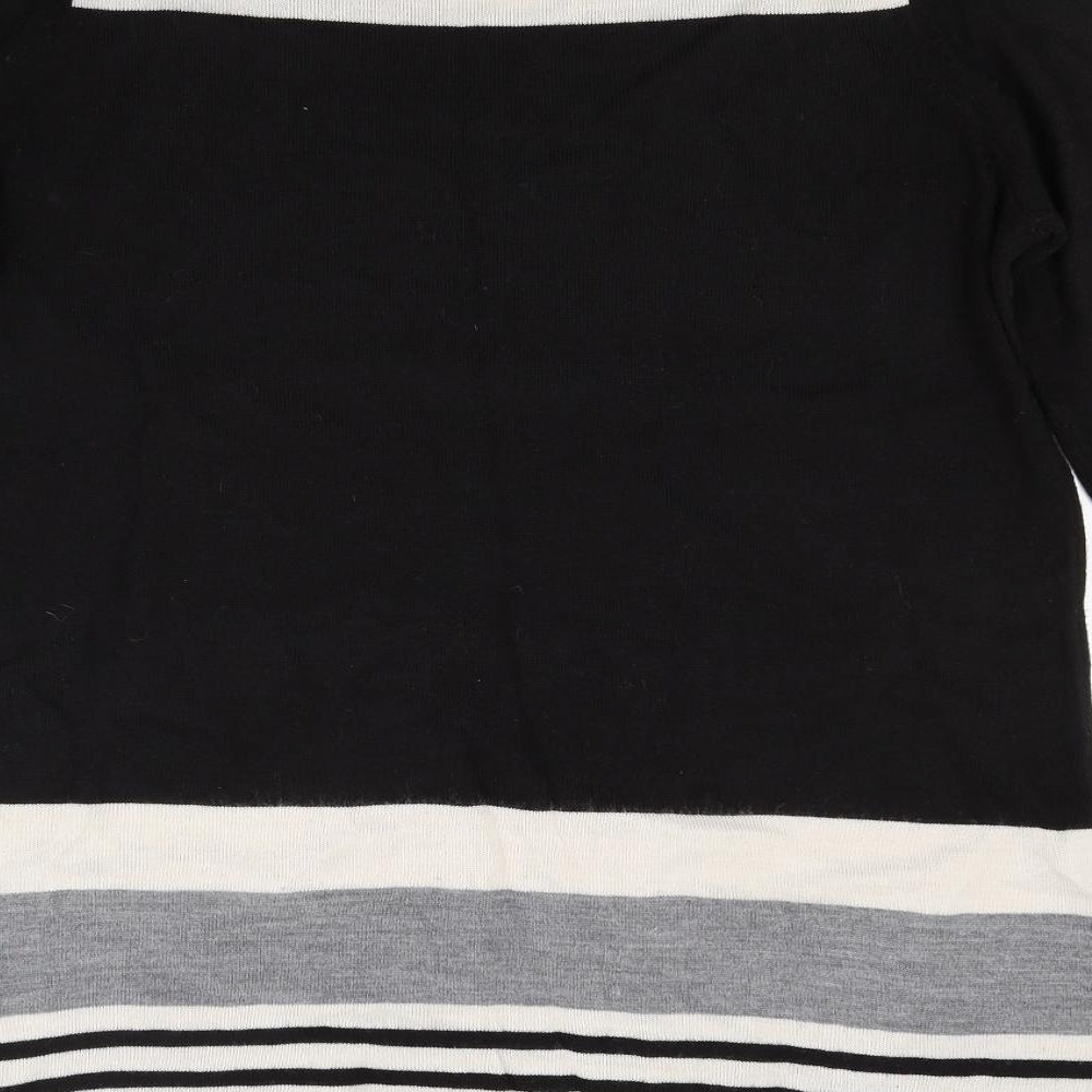 BHS Womens Black Striped Knit Jumper Dress  Size 18