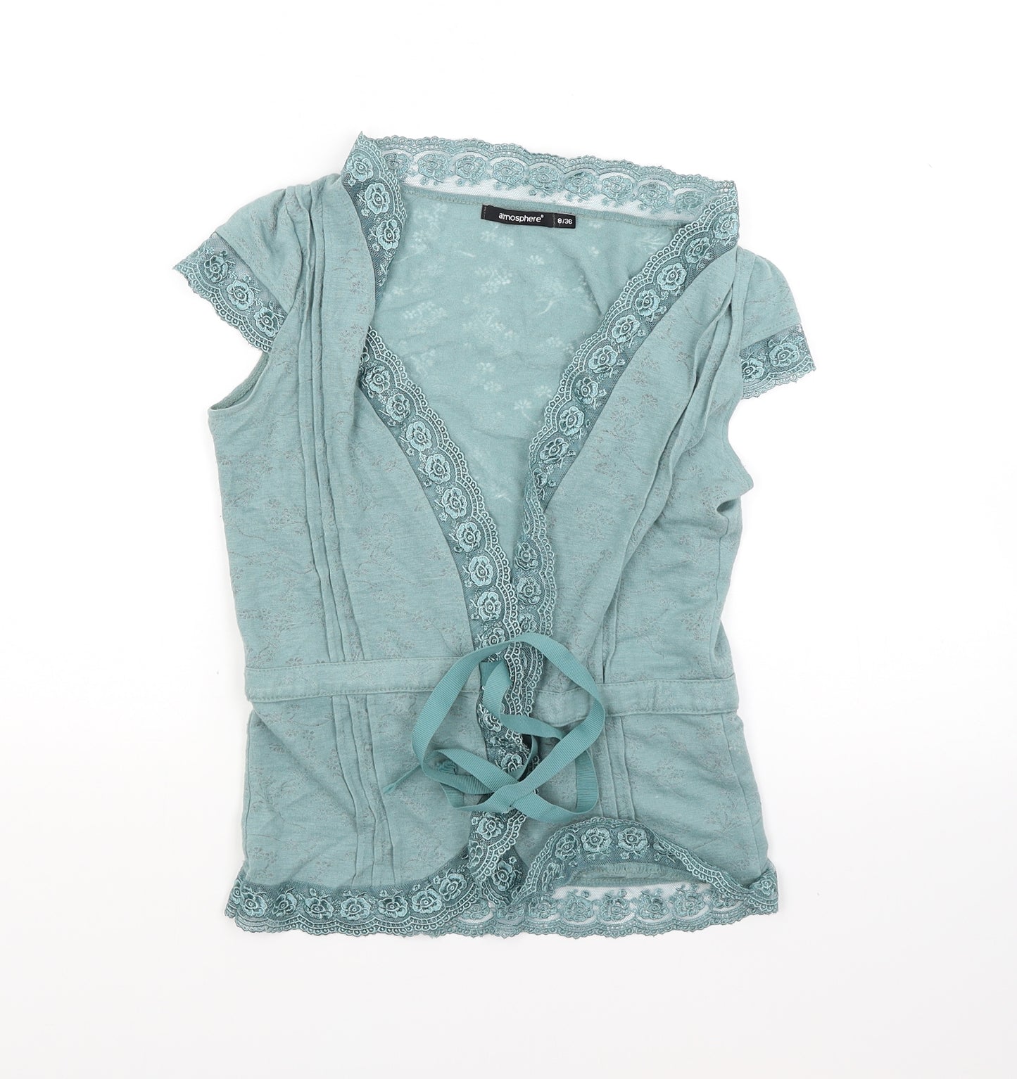 Atmosphere Womens Green  Jersey Wrap Blouse Size 8