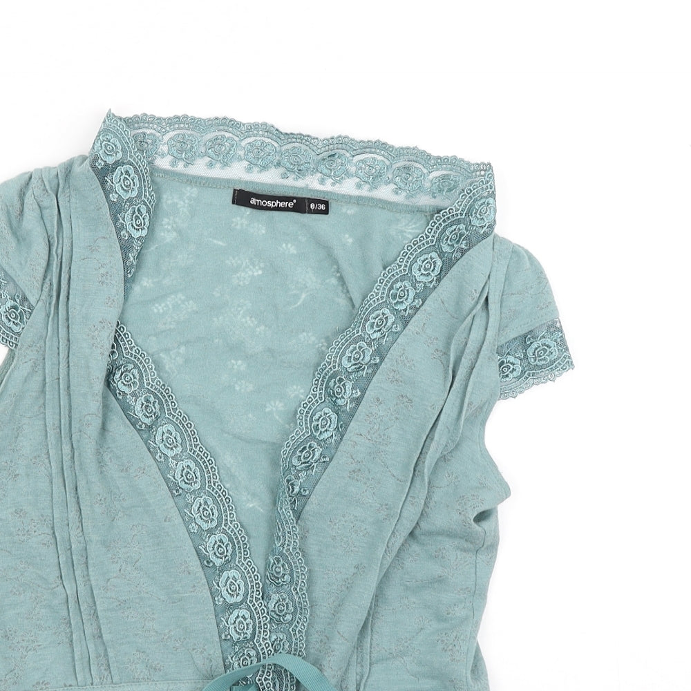 Atmosphere Womens Green  Jersey Wrap Blouse Size 8
