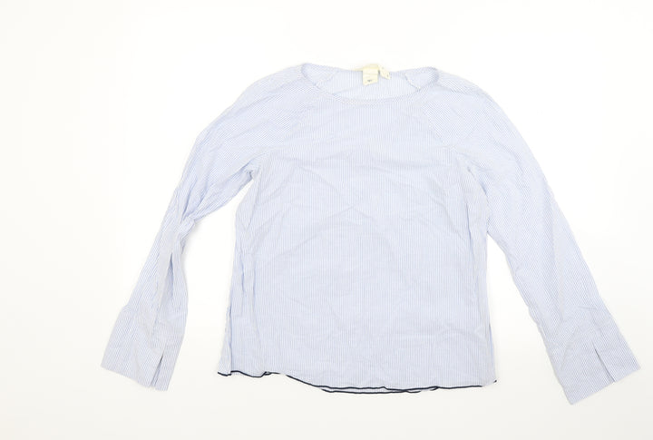 H&M Womens Blue Striped Basic Blouse Size 6
