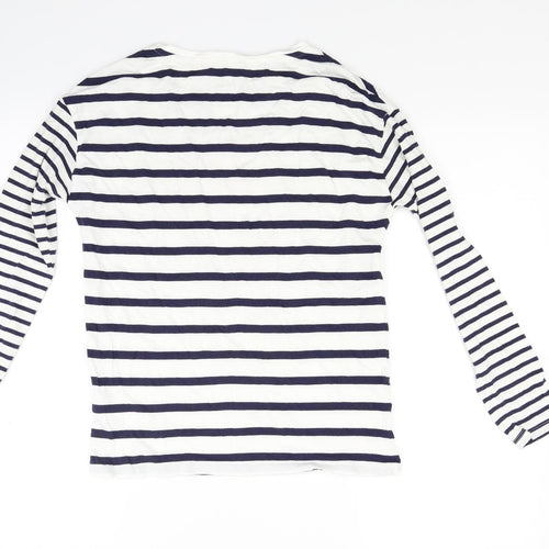 TU Womens White Striped Jersey Pullover Sweatshirt Size 8  - Heart Print