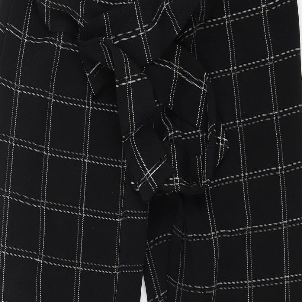 PRETTYLITTLETHING Womens Black Check  Trousers  Size 12 L27 in