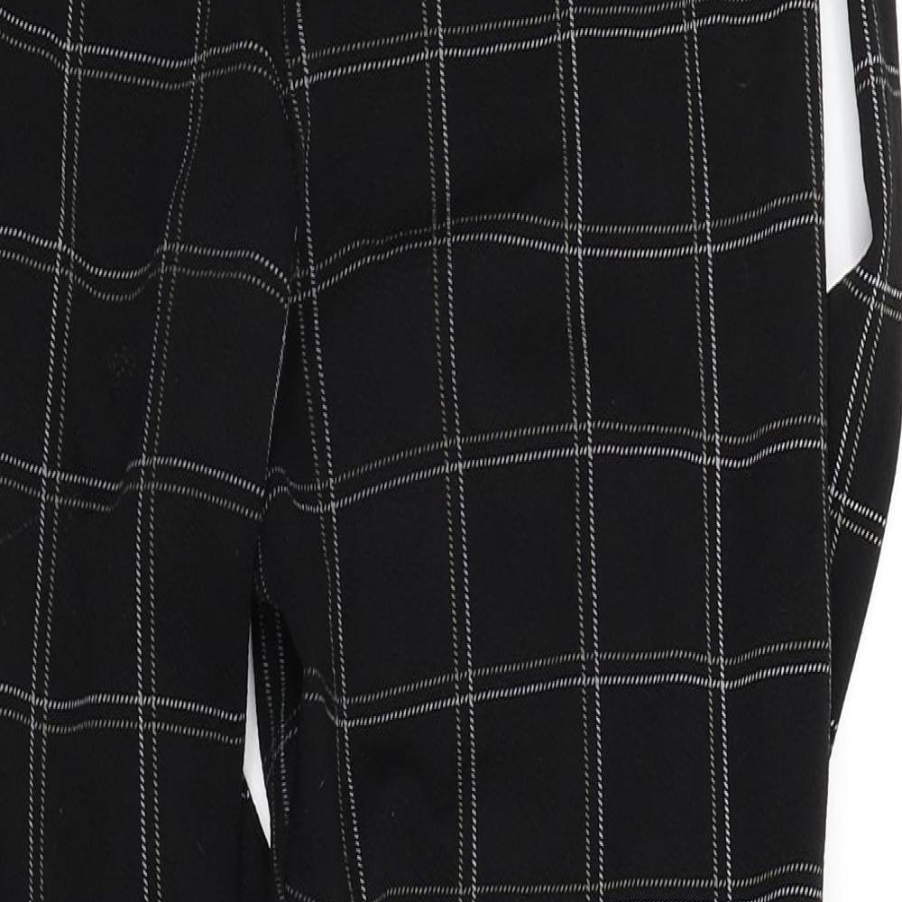 PRETTYLITTLETHING Womens Black Check  Trousers  Size 12 L27 in