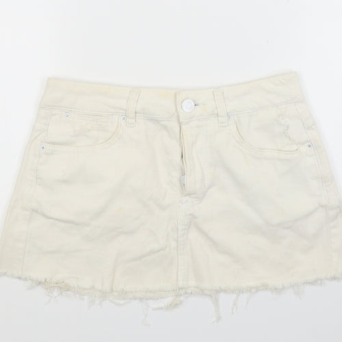 Top shop Womens White  Denim Mini Skirt Size 8